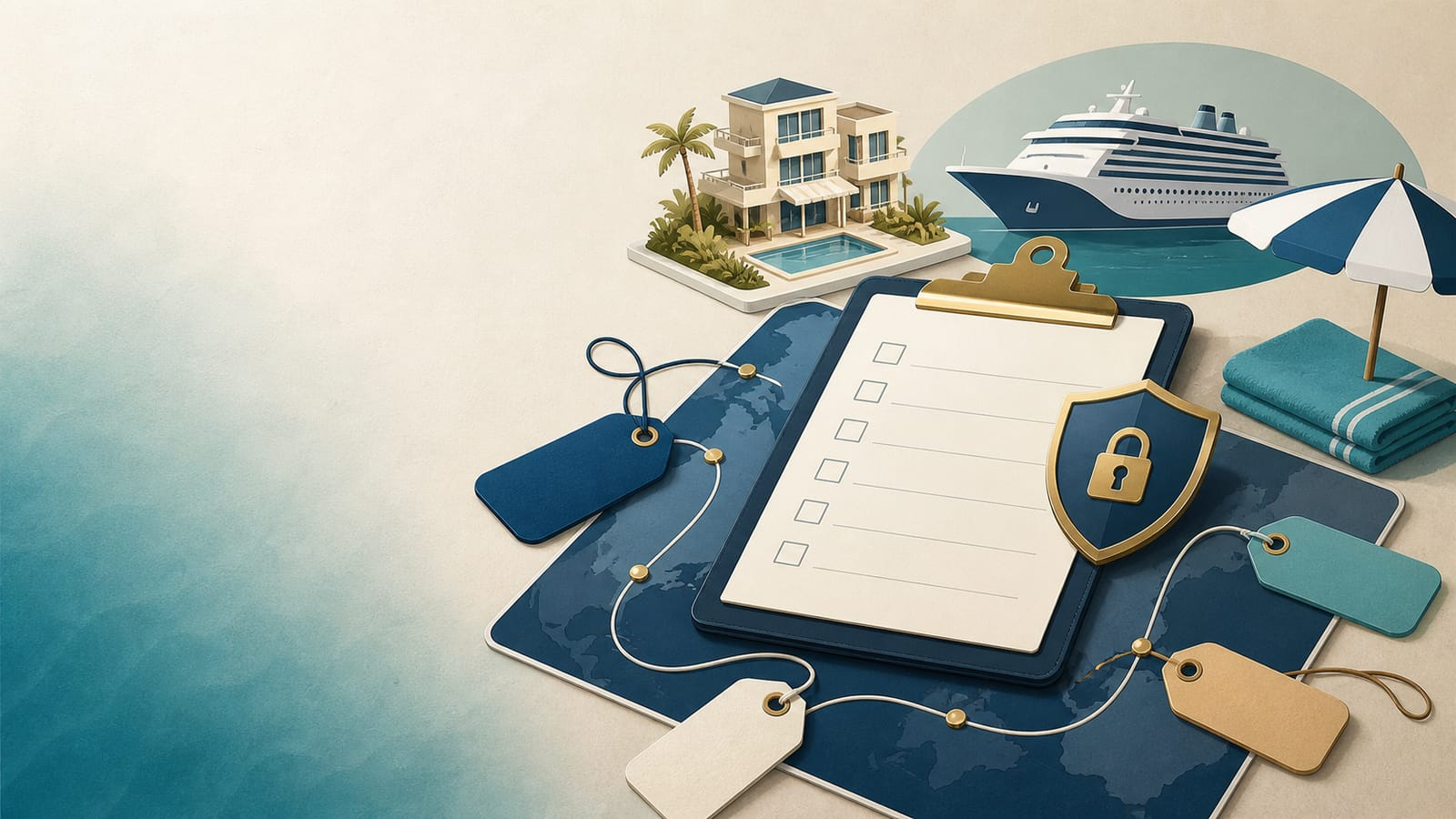 Illustrated checklist for comparing resort and cruise guest, clothing and privacy policies